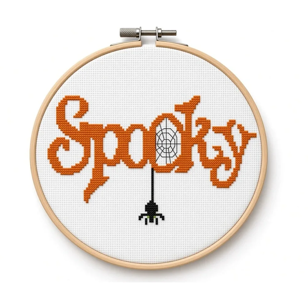 Spooky Halloween Cross Stitch Kit Modern DIY Embroidery Kit
